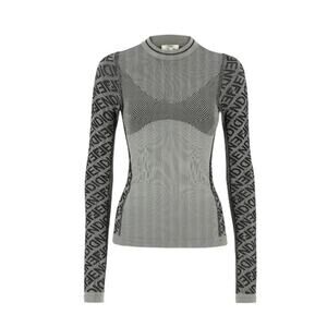 Fendi FF Logo Print Women’s Black/Gray Ski Jumper L/XL FAF345 IT NWT $790